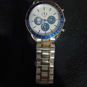 Two-Tone Blue Accent Chronograph Watch
